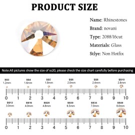 Novani Golden Shadow Rhinestones 1440pcs Flat Back Round Rhinestone Style 2088 Sparkly Crystal Gemstones for Nail Art and Crafting SS8,2.3-2.5mm Novani Golden Shadow Rhinestones 1440pcs Flat Back Round Rhinestone Style 2088 Sparkly Crystal Gemstones for Nail Art and Crafting SS8,2.3-2.5mm