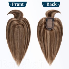 Benehair Silk Base Hair Topper With Thin Fringe Toupee Hair Middle Part Top Hairpiece for Women 150% Density Soft Remy Human Hair 14inch Toppers Hairpieces 4P27 Medium Brown&Dark Blonde 44g Benehair Silk Base Hair Topper With Thin Fringe Toupee Hair Middle Part Top Hairpiece for Women 150% Density Soft Remy Human Hair 14inch Toppers Hairpieces 4P27 Medium Brown&Dark Blonde 44g