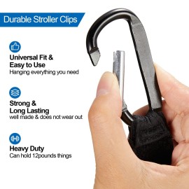 6 Pack Baby Stroller Hooks for Hanging Diaper Bags Pram Clips for Bags Multipurpose Hooks for Grocery Shopping Backpack Stroller Accessories Pram Buggy Clips Straps Hook