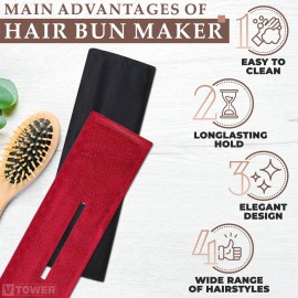 3Pcs Hair Bun Maker for Long Hairs - Deft Hair Bun Makers for Women & Girl, Hairs Twister Buns Makers, Fashion French Hairstyle Deft Buns Maker Elegant Design in Black, Red, and Leopard Print