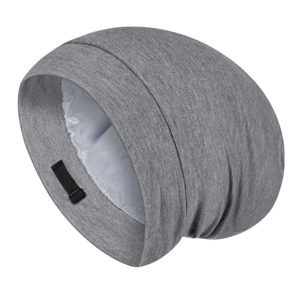 Fittia Satin Hair Bonnet for Sleeping, Silky No Frizzy for Curls Care, Adjustable Strap for Non-Slip, Dreadlocks Cap for Women&Men Light Grey