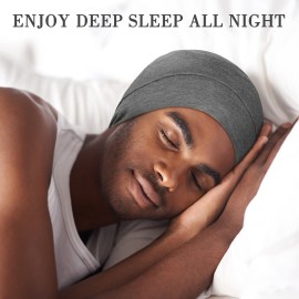 Fittia Satin Hair Bonnet for Sleeping, Silky No Frizzy for Curls Care, Adjustable Strap for Non-Slip, Dreadlocks Cap for Women&Men Light Grey