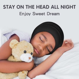 Kids Satin Bonnets for Girls Sleeping: Adjustable for 2-8 Years, Silky Smooth for Frizzy Curly Hair, Breathable and Soft Black Kids Satin Bonnets for Girls Sleeping: Adjustable for 2-8 Years, Silky Smooth for Frizzy Curly Hair, Breathable and Soft Black