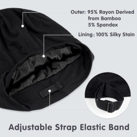 Kids Satin Bonnets for Girls Sleeping: Adjustable for 2-8 Years, Silky Smooth for Frizzy Curly Hair, Breathable and Soft Black Kids Satin Bonnets for Girls Sleeping: Adjustable for 2-8 Years, Silky Smooth for Frizzy Curly Hair, Breathable and Soft Black