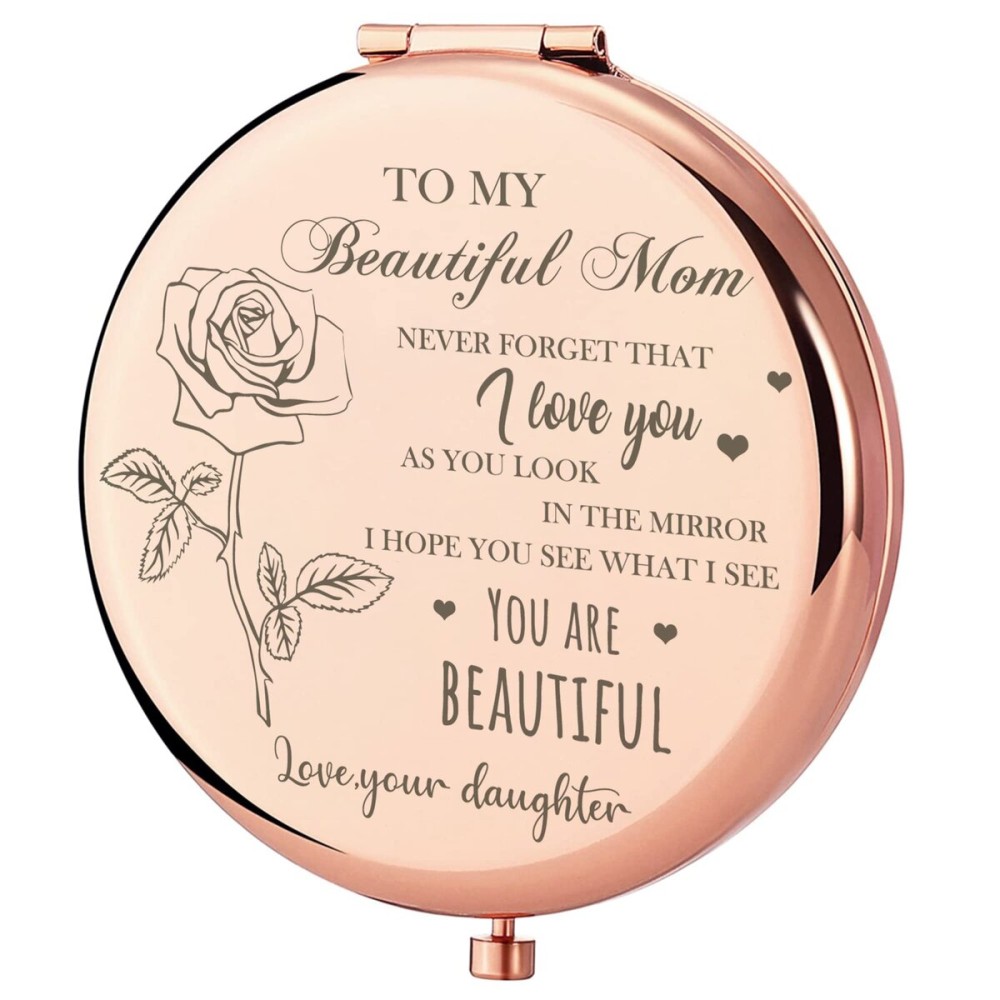 GAOLZIUY Compact Mirror Gifts for Mom from Daughter, Rose Gold Compact Mirror for Mother, Birthday Gifts for Moms Women from Daughter, Presents for Mom Birthday, Mothers Day Wedding Anniversary