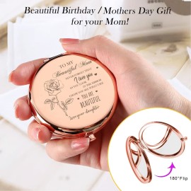 GAOLZIUY Compact Mirror Gifts for Mom from Daughter, Rose Gold Compact Mirror for Mother, Birthday Gifts for Moms Women from Daughter, Presents for Mom Birthday, Mothers Day Wedding Anniversary