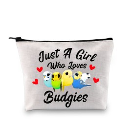 G2TUP Budgie Lover Gift Who Loves Budgies Makeup Bag Budgie Mom Cosmetic Bag Parakeet Pet Bird Lover Gift for Budgerigar Girls Women (Who Loves Budgies White Bag) G2TUP Budgie Lover Gift Who Loves Budgies Makeup Bag Budgie Mom Cosmetic Bag Parakeet Pet Bird Lover Gift for Budgerigar Girls Women (Who Loves Budgies White Bag)