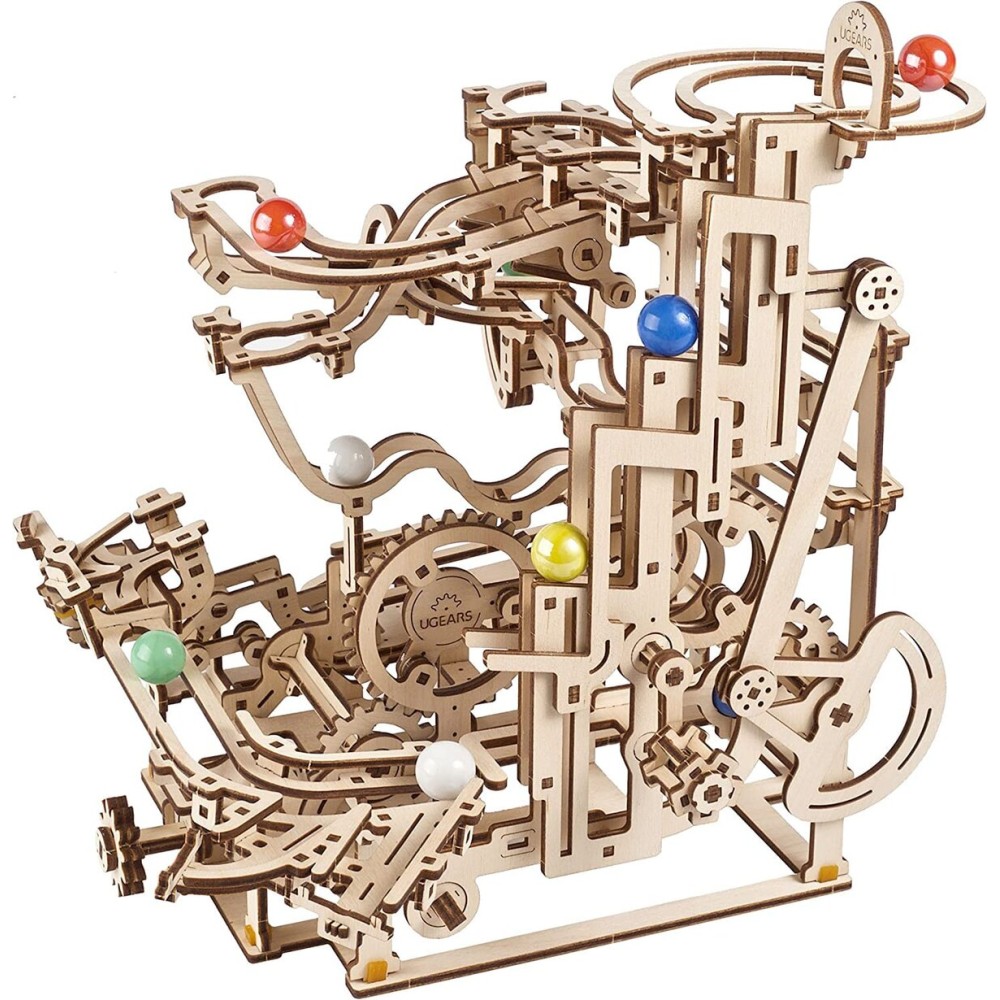 UGEARS 3D Wooden Puzzles for Adults - Wooden Marble Run Tiered Hoist Model Kit - Advanced Wooden 3D Puzzle Model Building Kits - DIY Marble Race as Hobbies for Men and Women Adult Crafts - 315 Pcs