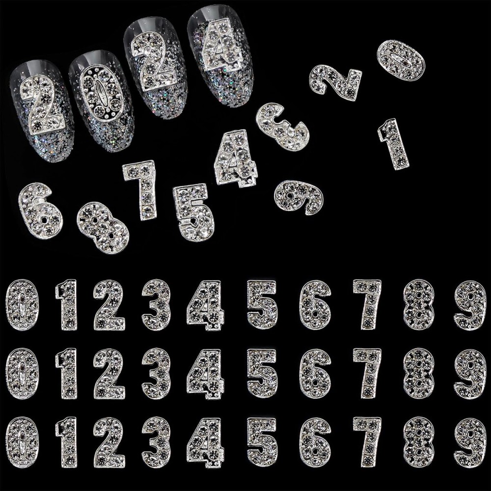 JERCLITY 30 Pieces Silver Number Nail Charms (0-9) for Nails Arabic Numerals 3D Nail Art Charms for Acrylic Nails Alloy Nail Rhinestones and Charms Nail Number Charms Gems for Women JERCLITY 30 Pieces Silver Number Nail Charms (0-9) for Nails Arabic Numerals 3D Nail Art Charms for Acrylic Nails Alloy Nail Rhinestones and Charms Nail Number Charms Gems for Women