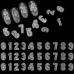 JERCLITY 30 Pieces Silver Number Nail Charms (0-9) for Nails Arabic Numerals 3D Nail Art Charms for Acrylic Nails Alloy Nail Rhinestones and Charms Nail Number Charms Gems for Women