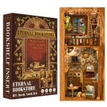 Fsolis Book Nook Kit DIY Miniature House Kit, 3D Wooden Puzzles for Adults, 172 Pieces, Booknook Craft Diorama Bookshelf Insert and Bookends, Gifts for Women Book Lovers(Eternal Bookstore)