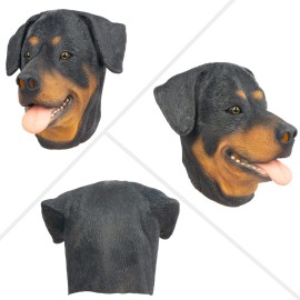 PartyHop Rottweiler Mask Dog Head Animal Latex Full Head Realistic Masks Fancy Dress for Halloween Carnival Costume Party