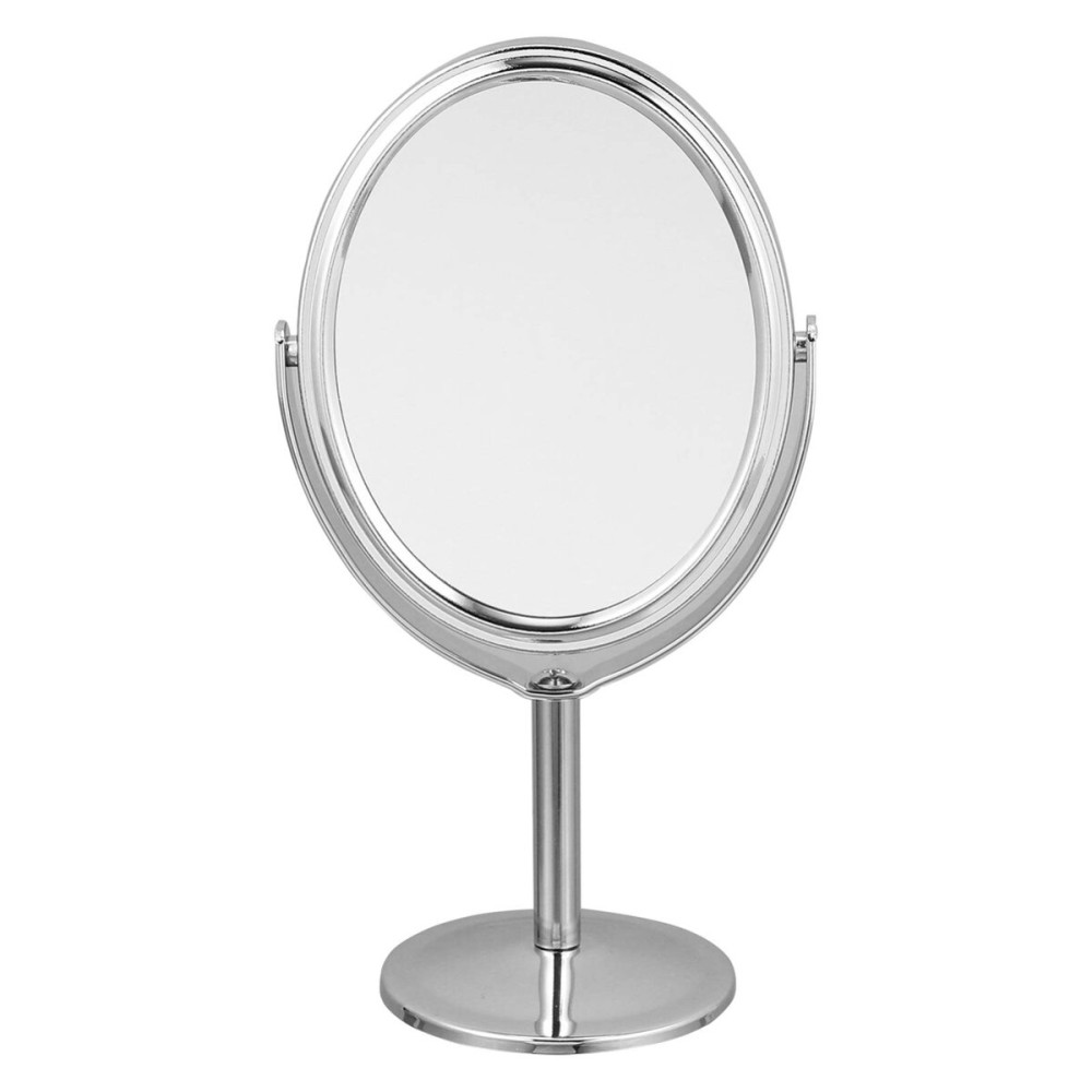 FOMIYES Double-Sided Swivel Cosmetic Mirror Silver Standing Makeup Mirror for Tabletop Dresser and Bathroom for Viewing