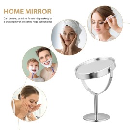 FOMIYES Double-Sided Swivel Cosmetic Mirror Silver Standing Makeup Mirror for Tabletop Dresser and Bathroom for Viewing