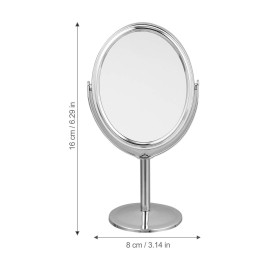 FOMIYES Double-Sided Swivel Cosmetic Mirror Silver Standing Makeup Mirror for Tabletop Dresser and Bathroom for Viewing