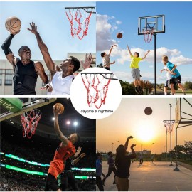 Yyiwhmy Basketball Net Replacement Heavy Duty,Resin Material, Anti-Rust Use Indoor Outdoor Standard 12-Ring Basketball HoopRed White 