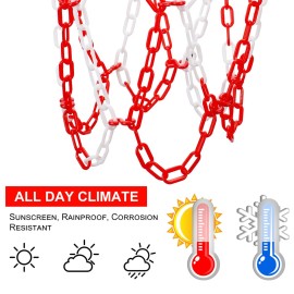 Yyiwhmy Basketball Net Replacement Heavy Duty,Resin Material, Anti-Rust Use Indoor Outdoor Standard 12-Ring Basketball HoopRed White 