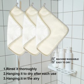 PPHAO BASIC - Large XL Soft Weave Cotton Washcloths - Exfoliating Scrubbers for Face & Body - 6 Pack