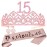 HnoonZ 15th Birthday Decorations for Girls,Happy 15th Birthday,15 Birthday Decorations,15th Birthday Gifts for Teen Girls ,15th Birthday Sash and Tiara,15 Crown and Sash