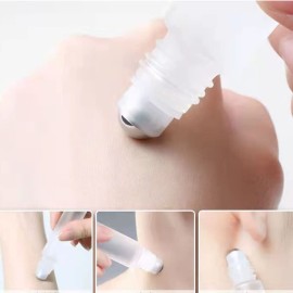 10 Pcs Frosted Glass Essential Oils Roll on Bottles,10ml Refillable Massage Roller Bottles Perfume Bottles with Stainless Steel Ball Wood Grain Cap Empty Travel Roller Essential Oils Vials(White)