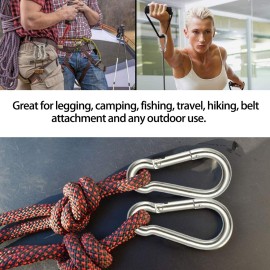 HXHLYH Marine Grade 316 Stainless Carabiner Clip 3 Inch Heavy Duty Stainless Steel Spring Snap Hook Carabiner sclimbing Used for Gym, Camping Hiking Keyclip(6 Pack)