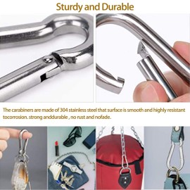 HXHLYH Marine Grade 316 Stainless Carabiner Clip 3 Inch Heavy Duty Stainless Steel Spring Snap Hook Carabiner sclimbing Used for Gym, Camping Hiking Keyclip(6 Pack)