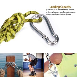 HXHLYH Marine Grade 316 Stainless Carabiner Clip 3 Inch Heavy Duty Stainless Steel Spring Snap Hook Carabiner sclimbing Used for Gym, Camping Hiking Keyclip(6 Pack)
