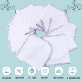 Cute Castle 12 Pack Muslin Burp Cloths for Baby - Ultra-Soft 100% Cotton Baby Washcloths - Large 20\'\' by 10\'\' Super Absorbent Milk Spit Up Rags - Burpy Cloths for Unisex, Boy, Girl - Stripe