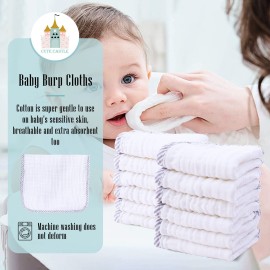 Cute Castle 12 Pack Muslin Burp Cloths for Baby - Ultra-Soft 100% Cotton Baby Washcloths - Large 20\'\' by 10\'\' Super Absorbent Milk Spit Up Rags - Burpy Cloths for Unisex, Boy, Girl - Stripe
