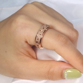 OreilleStar Anxiety Spinner Ring for Women: Fidget Toys for Adults, Titanium Stainless Steel Thumb Ring for Men, Moon Star Rose Gold