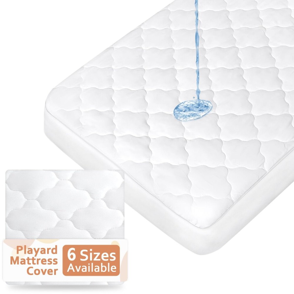 Pack and Play Mattress Pad (6 Sizes), Compatible with Baby Trend Lil Snooze Deluxe 2 Nursery Center, Pack and Play Mattress Sheets Cover Soft Quilted Protector