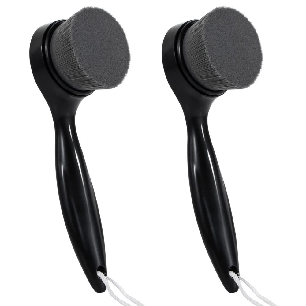 Beomeen 2 Pack Soft Bristle Facial Cleansing Brush for Deep Pore Cleaning, Face Exfoliating Scrub Brush for Face Cleansing Skincare Massaging (Black)