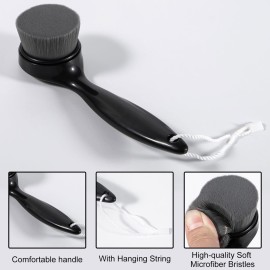 Beomeen 2 Pack Soft Bristle Facial Cleansing Brush for Deep Pore Cleaning, Face Exfoliating Scrub Brush for Face Cleansing Skincare Massaging (Black)