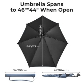 G4Free Adjustable Beach Umbrella XL with Universal Clamp Shaft for Chair, Golf Cart, Stroller, Bleacher, Patio (Dark Blue)