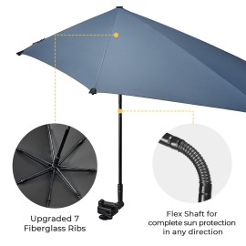 G4Free Adjustable Beach Umbrella XL with Universal Clamp Shaft for Chair, Golf Cart, Stroller, Bleacher, Patio (Dark Blue)