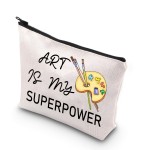 BDPWSS Art Teacher Makeup Bag Art Student Graduation Gift Artist Painter Gift Art Is My Superpower Art Teacher Appreciation Travel Pouch (Art power)