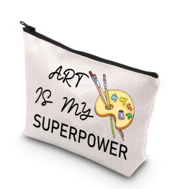 BDPWSS Art Teacher Makeup Bag Art Student Graduation Gift Artist Painter Gift Art Is My Superpower Art Teacher Appreciation Travel Pouch (Art power)