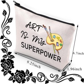 BDPWSS Art Teacher Makeup Bag Art Student Graduation Gift Artist Painter Gift Art Is My Superpower Art Teacher Appreciation Travel Pouch (Art power)