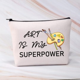 BDPWSS Art Teacher Makeup Bag Art Student Graduation Gift Artist Painter Gift Art Is My Superpower Art Teacher Appreciation Travel Pouch (Art power)
