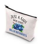 BDPWSS Blueberry Gifts Blueberries Makeup Bag Just A Girl Who Loves Blueberries Zipper Pouch For Blueberry Lover Fruit Lover Gift (Girl Love Blueberries)