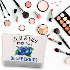BDPWSS Blueberry Gifts Blueberries Makeup Bag Just A Girl Who Loves Blueberries Zipper Pouch For Blueberry Lover Fruit Lover Gift (Girl Love Blueberries)