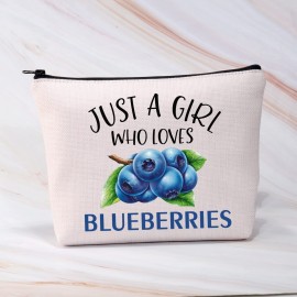 BDPWSS Blueberry Gifts Blueberries Makeup Bag Just A Girl Who Loves Blueberries Zipper Pouch For Blueberry Lover Fruit Lover Gift (Girl Love Blueberries)