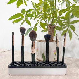 TANG SONG 2 PCS Rectangle Silicone Make up Brush Holder Cosmetic Storage Box Desktop Organizers (Black)