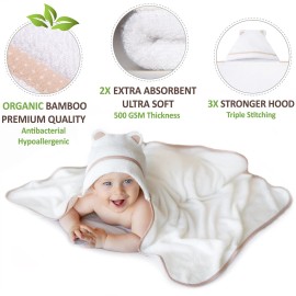 Warm Cuddles Premium Baby Bath Towel - Rayon Made from Bamboo Hooded Baby Towels - Newborn Baby Towel with Hood - Large Hooded Towel for Newborn Infant Boy Girl (White)