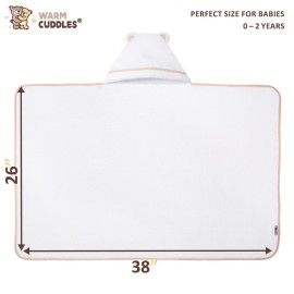 Warm Cuddles Premium Baby Bath Towel - Rayon Made from Bamboo Hooded Baby Towels - Newborn Baby Towel with Hood - Large Hooded Towel for Newborn Infant Boy Girl (White)