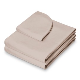 Saloniture 3-Piece Microfiber Massage Table Sheet Set - Premium Facial Bed Cover - Includes Flat and Fitted Sheets with Face Cradle Cover - Sand Brown