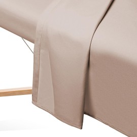 Saloniture 3-Piece Microfiber Massage Table Sheet Set - Premium Facial Bed Cover - Includes Flat and Fitted Sheets with Face Cradle Cover - Sand Brown