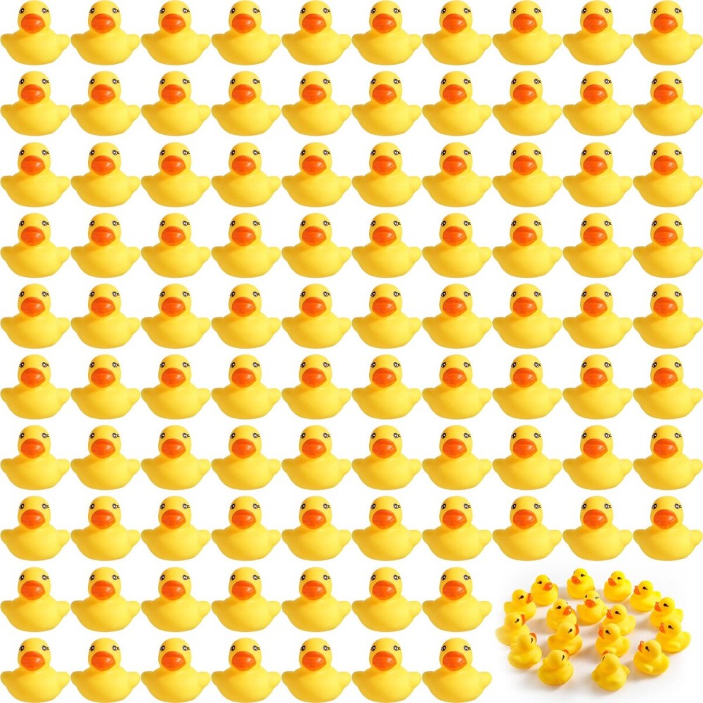 Zhanmai 400 Pcs Mini Rubber Ducks, Float Tiny Baby Shower Rubber Ducks 1.57 x 1.57 x 1.18 Inch for Preschool Bath Toy Party Decoration Fun Squeak Small Pool Toy (Yellow)