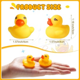 Zhanmai 400 Pcs Mini Rubber Ducks, Float Tiny Baby Shower Rubber Ducks 1.57 x 1.57 x 1.18 Inch for Preschool Bath Toy Party Decoration Fun Squeak Small Pool Toy (Yellow)