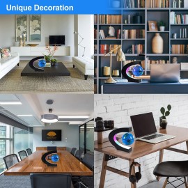 Flagest Magnetic Levitation Floating Globe, Levitating C Shape Globe with LED Lights for Education Home Office Desk Bookshelf Decor, Holiday Anniversary Creative Item(3.3 Inches)